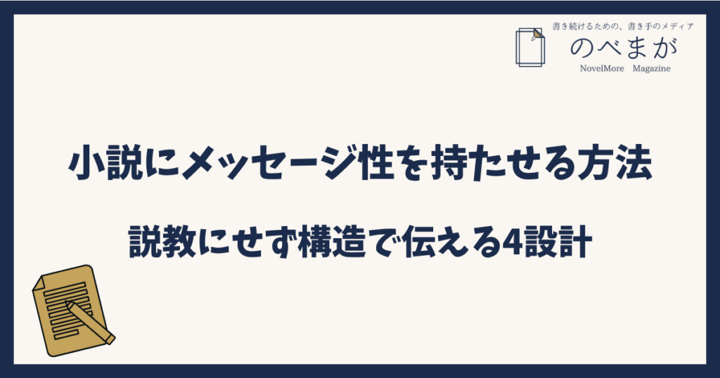 小説にメッセージ性を持たせる方法｜説教にせず構造で伝える4設計